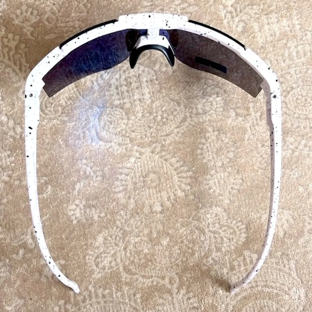 Brand New Hurley Polarized Sunglasses White Semi-Rim Wrap Shield Blue Mirrored